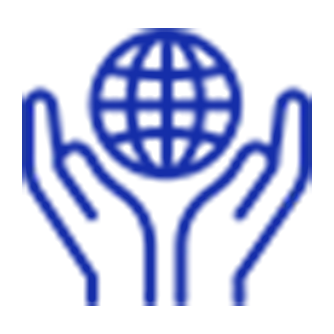 Icon of a hand holding the globe 